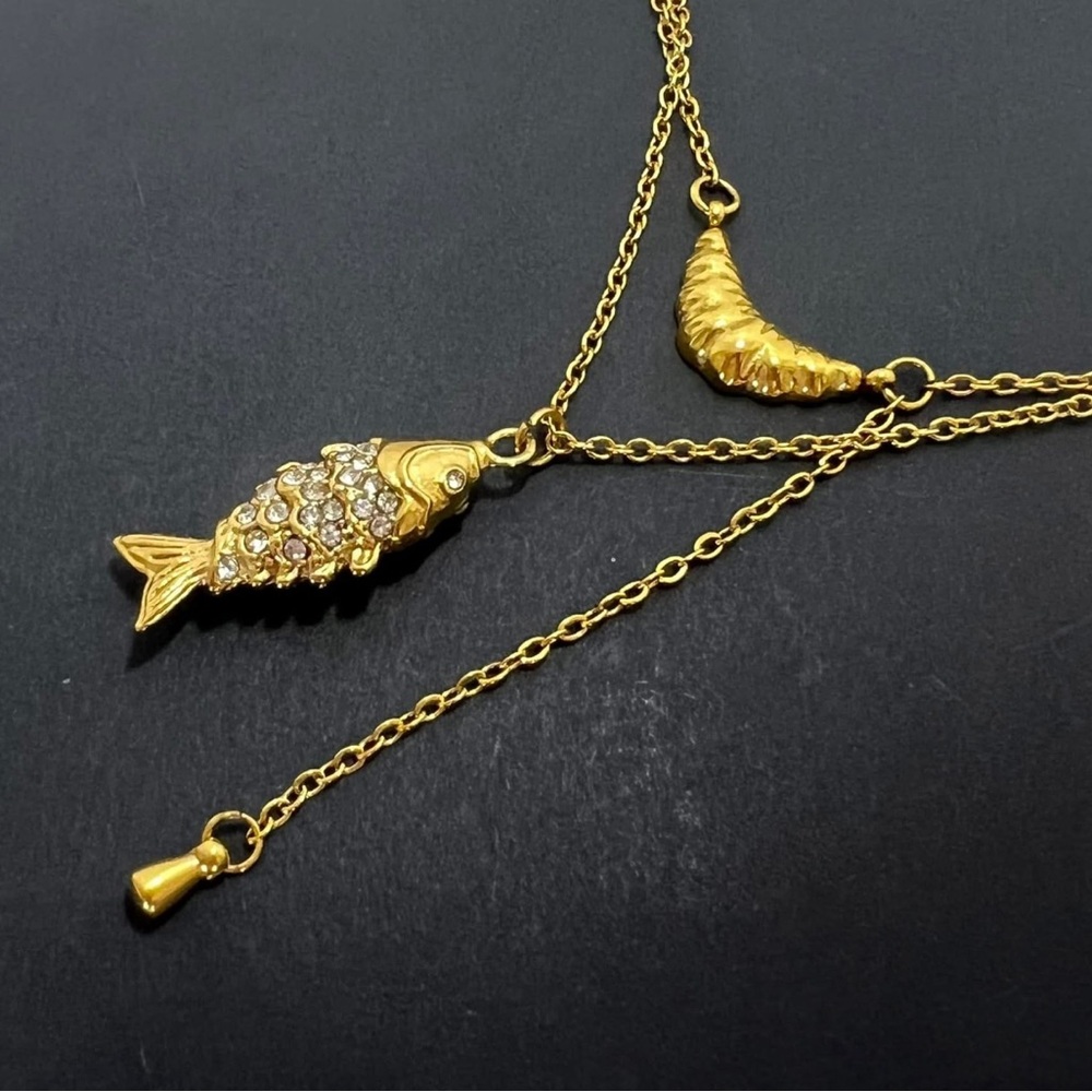 “Fishes & Loaves” Necklaces Set 18k Gold 🎣🍞 - Picture 2 of 2